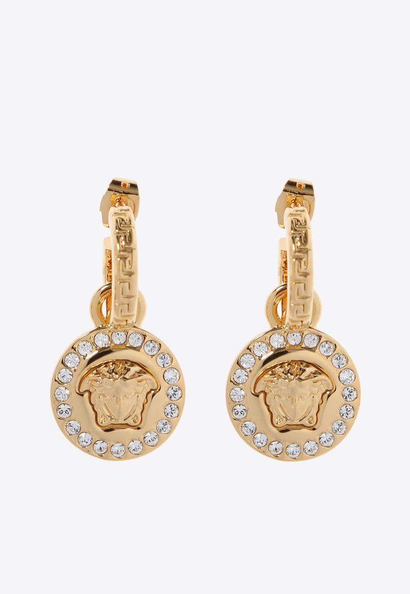 Versace Crystal La Medusa Greca Earrings Gold DG2D748 DJMX-D01O