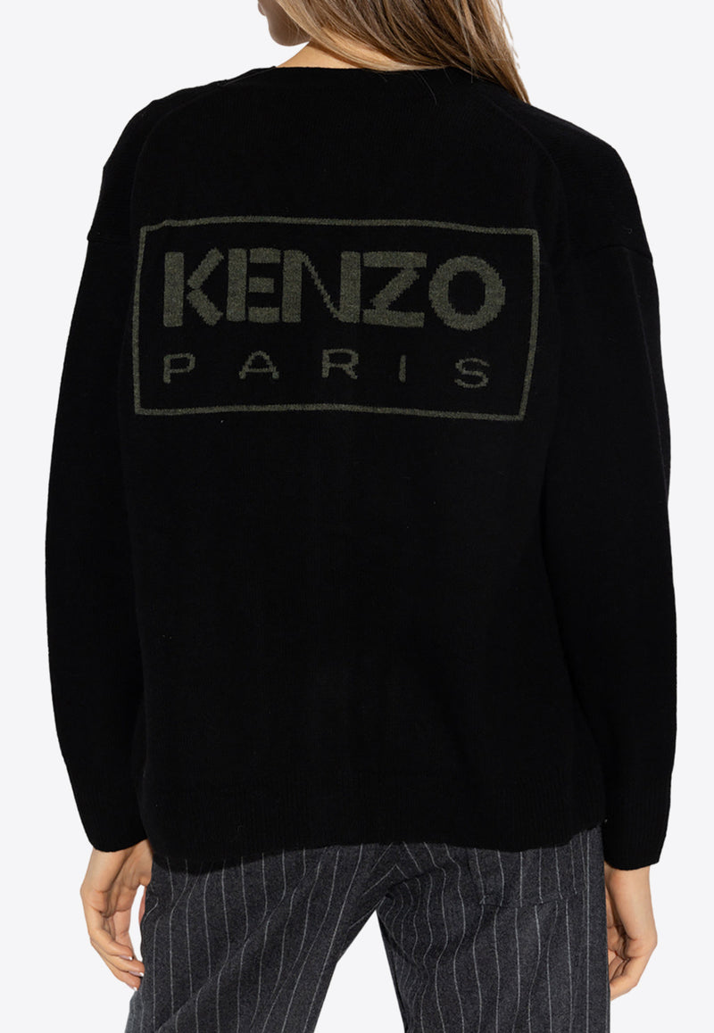 Kenzo Logo Wool Cardigan FC62CA342 3LC-99 Black