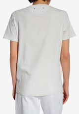 Golden Goose DB Crewneck T-shirt with Cabochon Crystals White GWP01220 P000673-10363