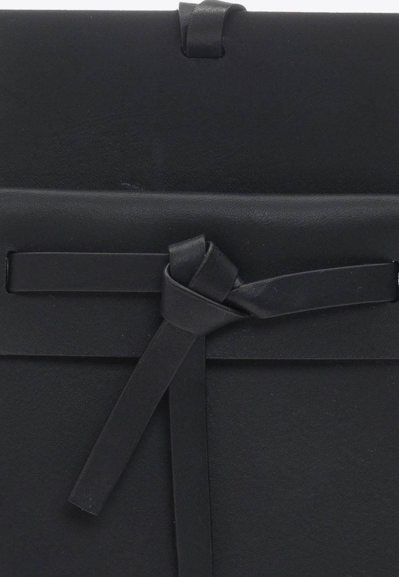 Jil Sander Logo Embossed Leather Phone Holder with Strap Black JSMS840146 MSS0004-001