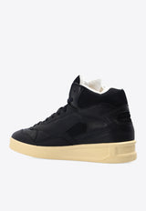 Jil Sander Basket High-Top Leather Sneakers Black JSMU860008 MUZ00004N-001