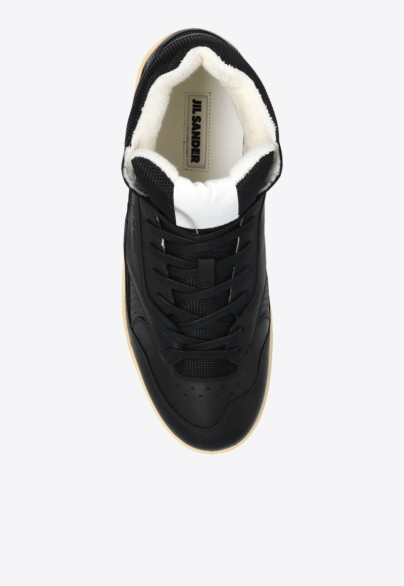 Jil Sander Basket High-Top Leather Sneakers Black JSMU860008 MUZ00004N-001