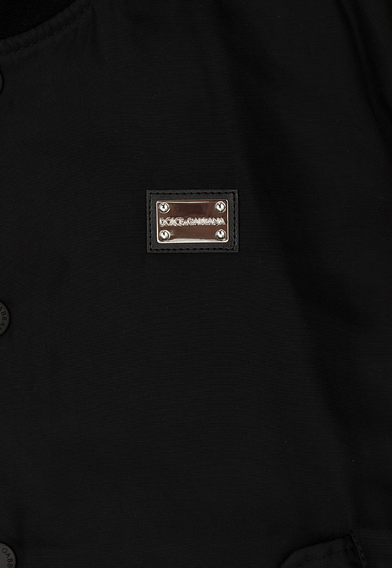 Dolce & Gabbana Kids Boys Logo Plaque Bomber Jacket Black L4JB4S FUM6X-N0000