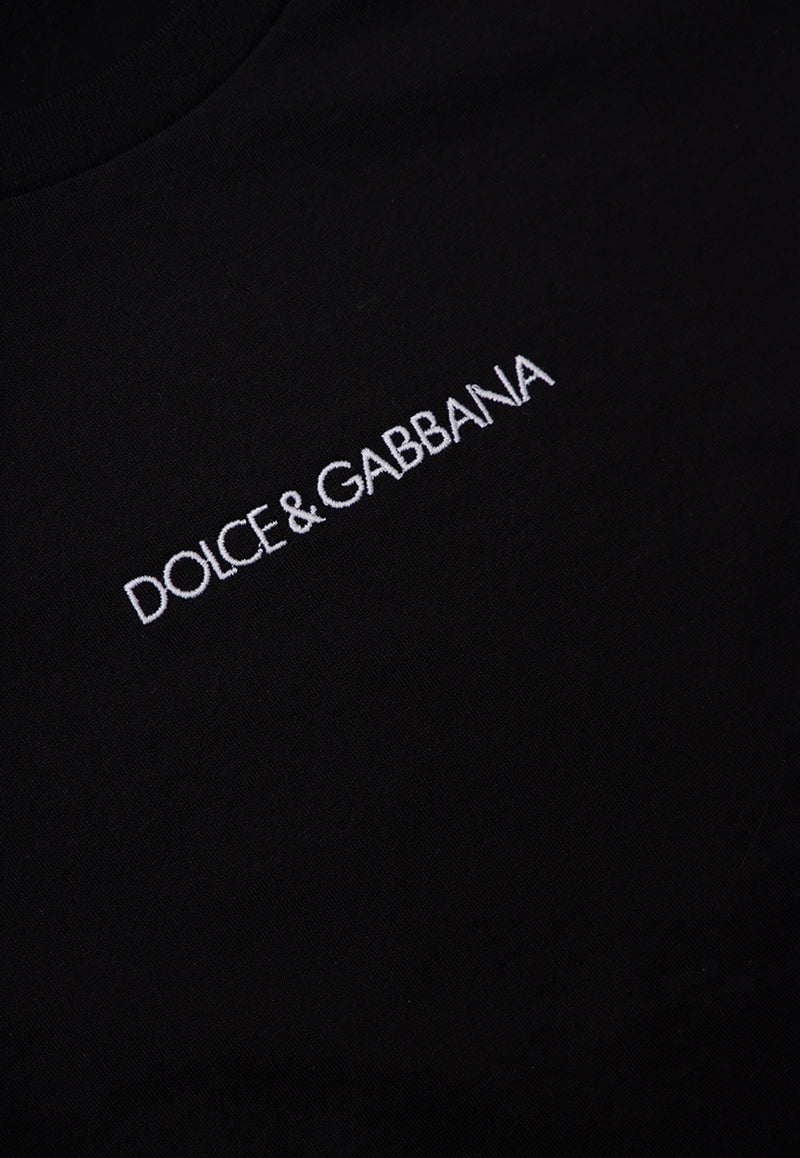 Dolce & Gabbana Kids Boys Logo Embroidered Crewneck T-shirt Black L4JT7N G7STN-N0000