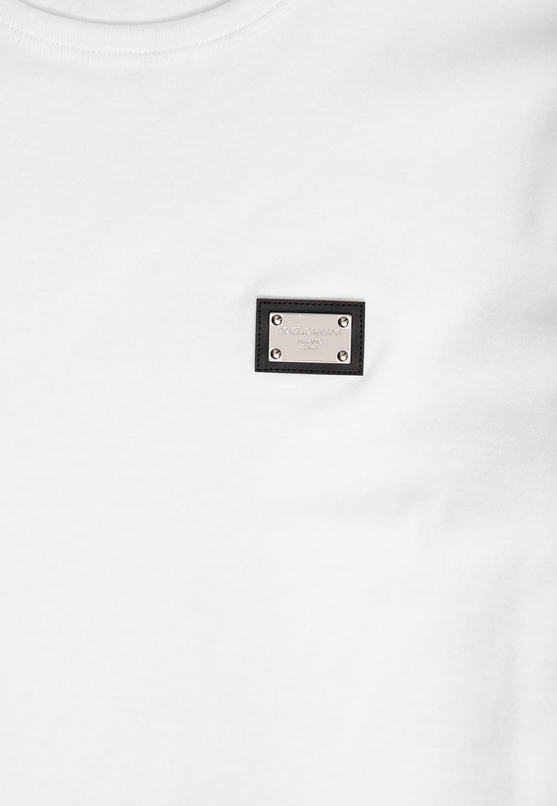 Dolce & Gabbana Kids Boys Logo Plaque Crewneck T-shirt White L4JT7T G7I2O-W0800