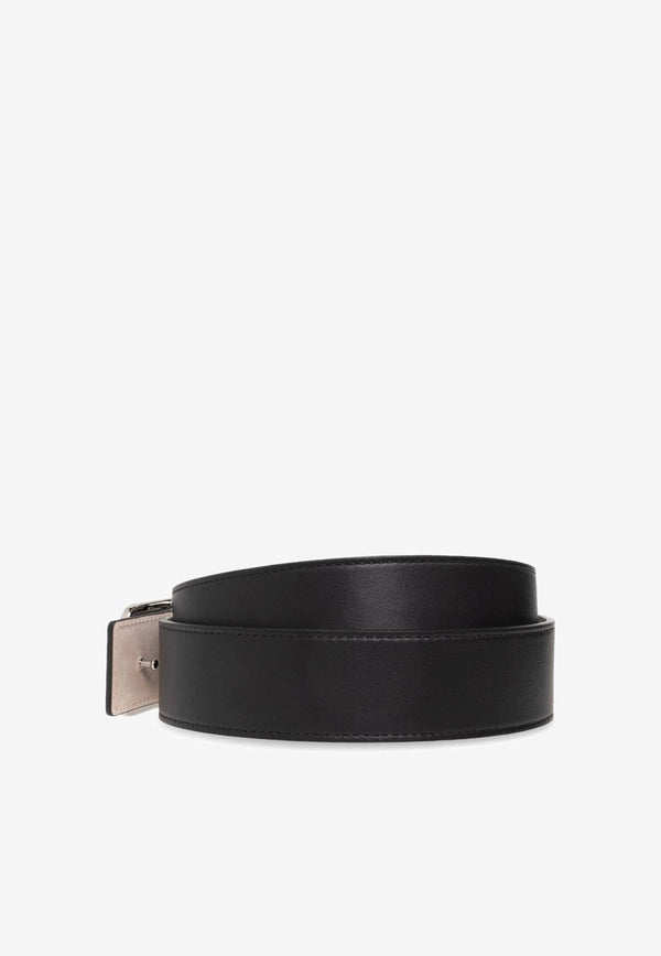 Balmain B-buckle Leather Belt YM1WJ000 LVTL-0PA Black