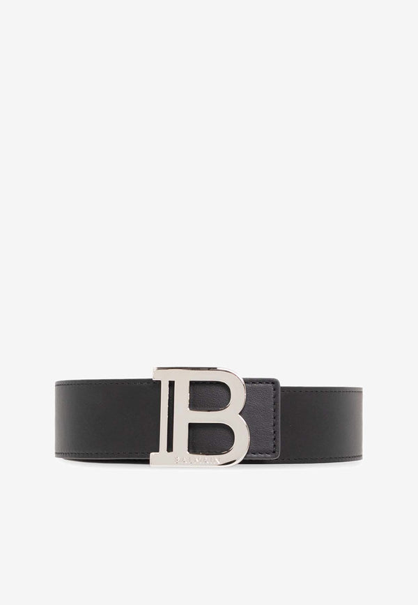 Balmain B-buckle Leather Belt YM1WJ000 LVTL-0PA Black