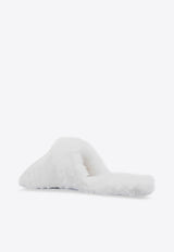 Versace Medusa Plaque Faux-Fur Slippers White ZSL000002 ZPL00011-Z1001