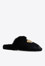 Versace Medusa Plaque Faux-Fur Slippers Black ZSL000002 ZPL00011-Z1008