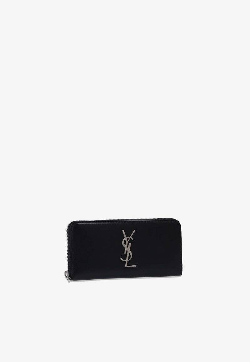 Saint Laurent Cassandre Leather Zip-Around Wallet 617415 0SX0E-1000