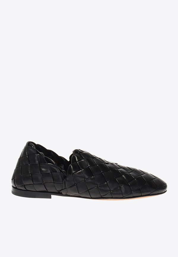 Bottega Veneta Intrecciato Pattern Leather Loafers Black 620304 VBTR0-1000