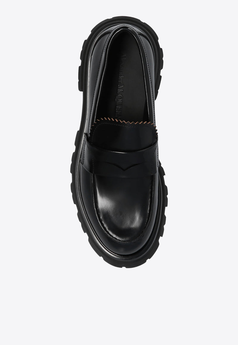 Alexander McQueen Wander Calf Leather Loafers Black 666328 WHZ80-1000