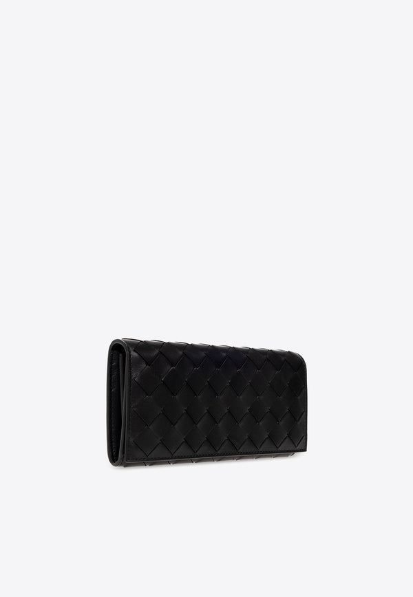 Bottega Veneta Intrecciato Weave Leather Wallet Black 666935 VCPP3-8425
