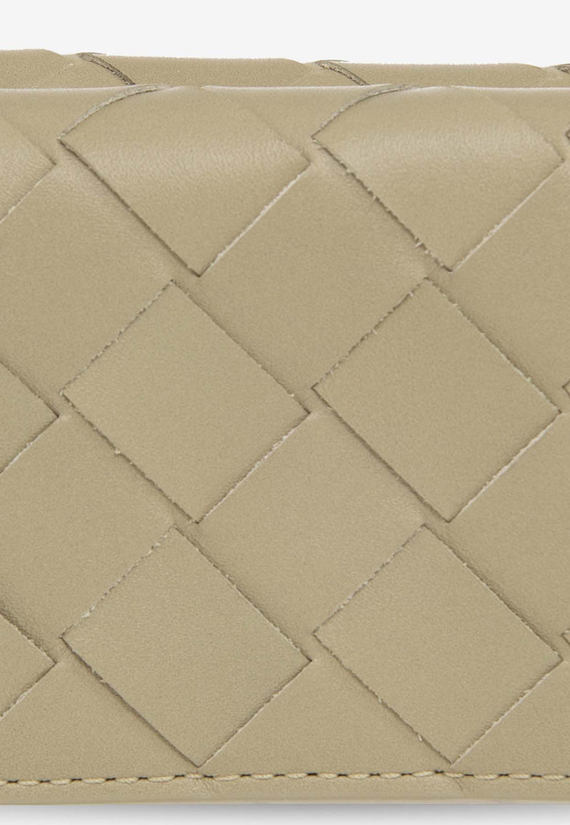Bottega Veneta Tiny Intrecciato Leather Tri-Fold Wallet Travertine 667036 VCPQ6-2920