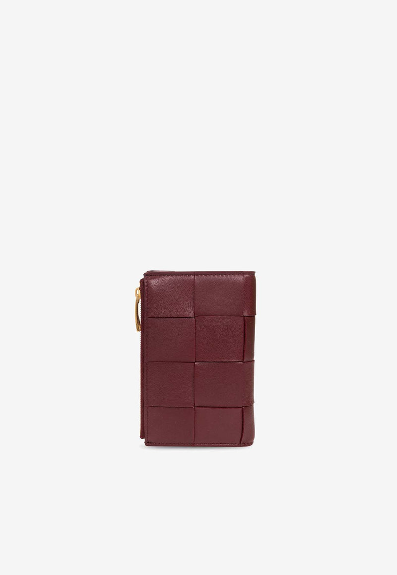 Bottega Veneta Medium Intreccio Bi-Fold Leather Wallet Bordeaux 667130 VCQC1-6208