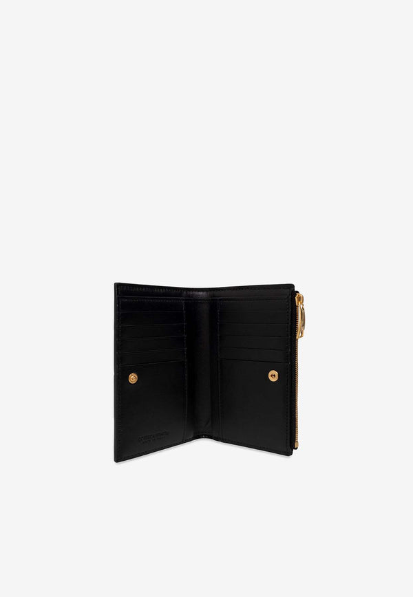 Bottega Veneta Medium Intreccio Bi-Fold Leather Wallet Black 667130 VCQC1-8425