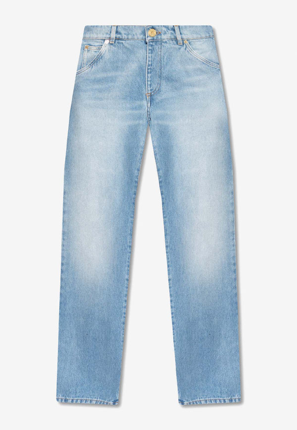 Balmain Straight-Leg Washed Jeans Blue AF1ML045 DC99-6FF