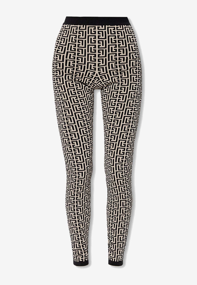 Balmain Monogram High-Waist Leggings Black AF1PD005 KB02-GFE