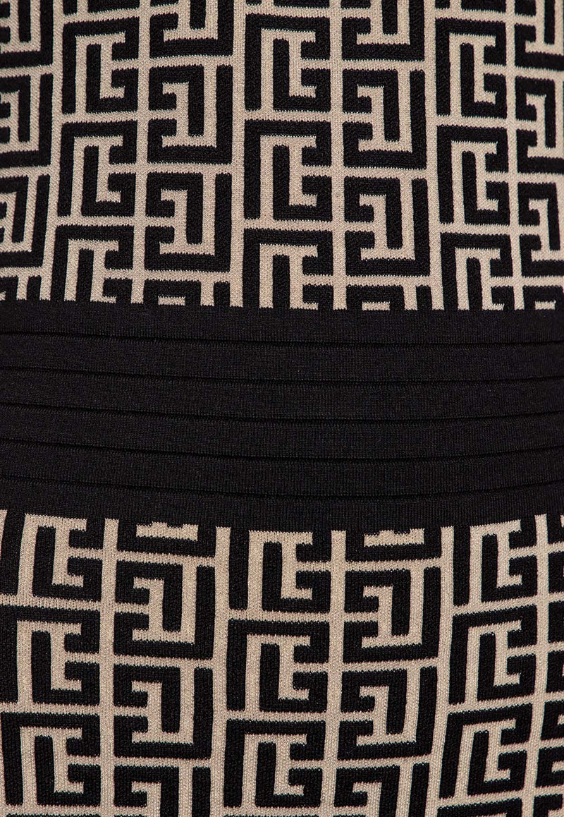Balmain Monogram Halterneck Mini Dress Beige AF1R4016 KB02-GFE
