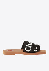 Chloé Woody Logo Detail Flat Sandals Black CHC19U188 08-001