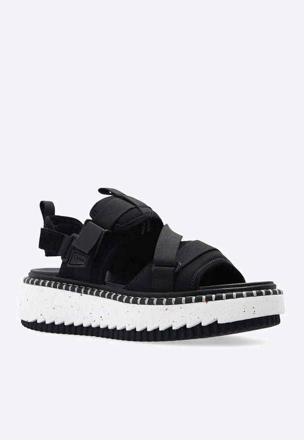 Chloé Lilli Flatform Sporty Sandals Black CHC22U627 Y4-001