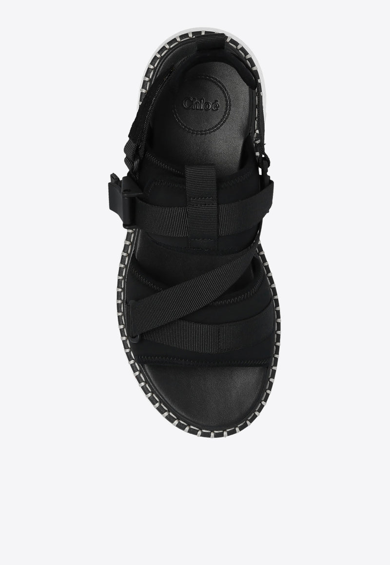 Chloé Lilli Flatform Sporty Sandals Black CHC22U627 Y4-001