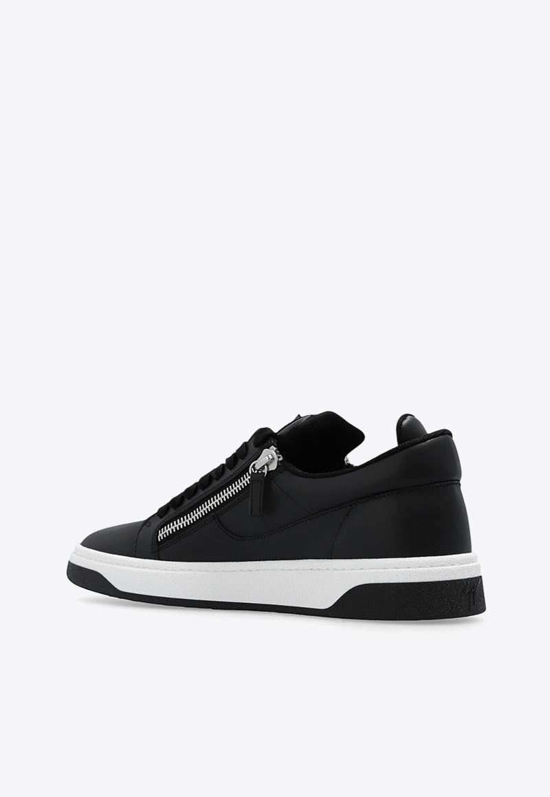 Giuseppe Zanotti Zipped Leather Low-Top Sneakers Black RM30035 001-NERO