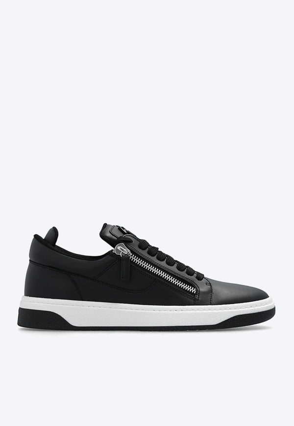 Giuseppe Zanotti Zipped Leather Low-Top Sneakers Black RM30035 001-NERO