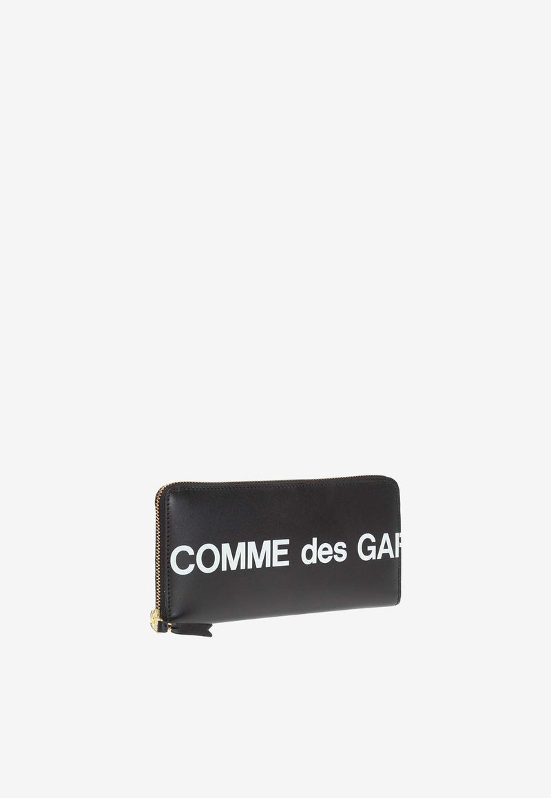 Comme Des Garçons Logo Zip-Around Wallet in Leather SA0110HL 0-BLACK