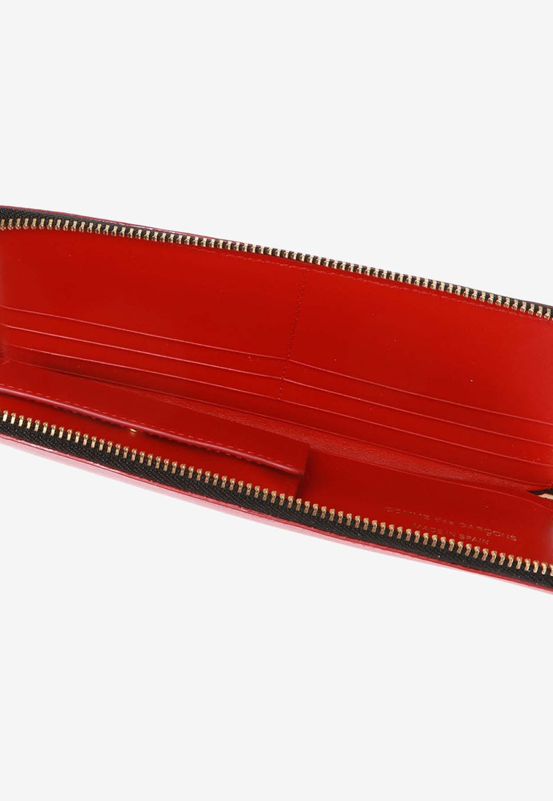 Comme Des Garçons Logo Zip-Around Wallet in Leather SA0110HL 0-RED
