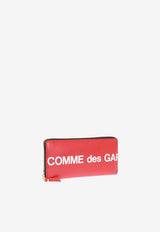 Comme Des Garçons Logo Zip-Around Wallet in Leather SA0110HL 0-RED