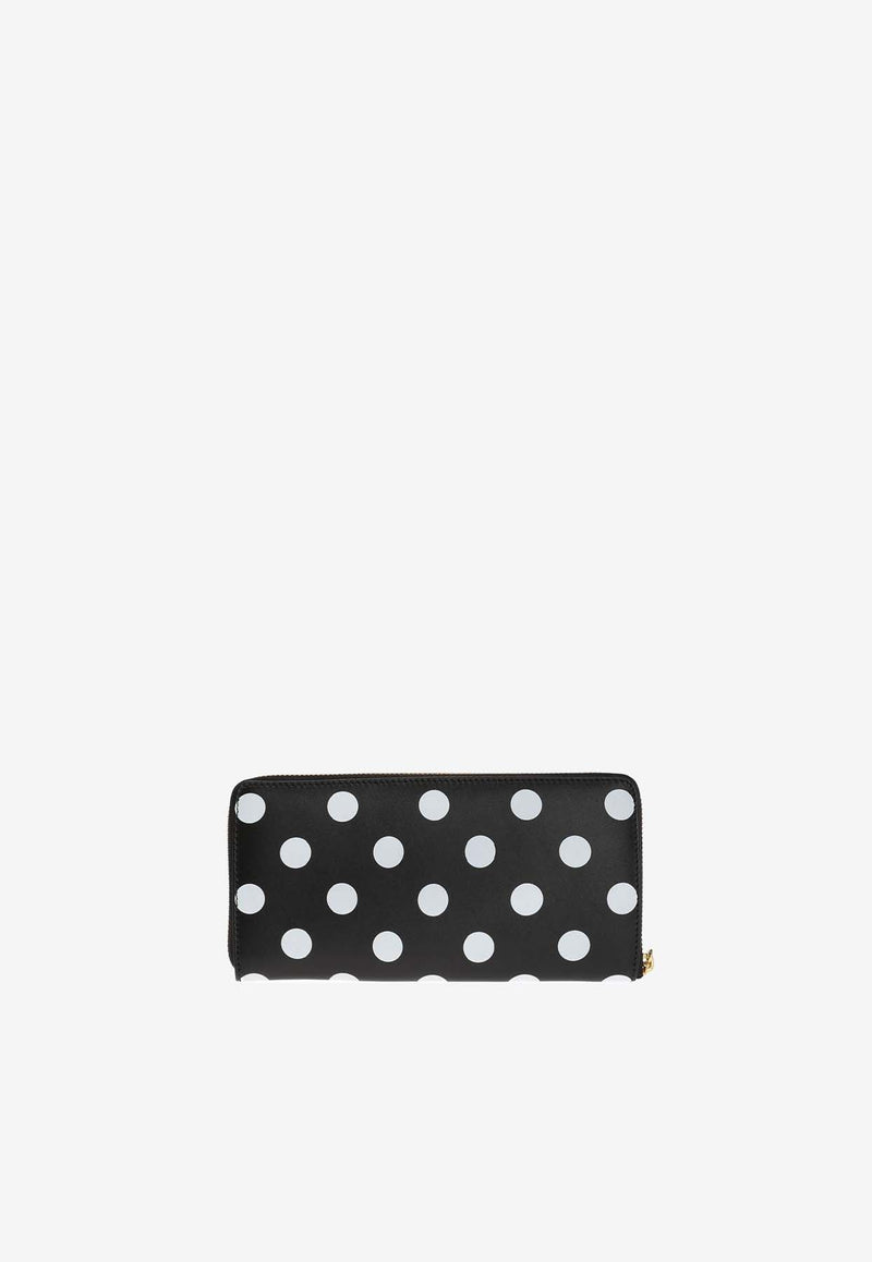 Comme Des Garçons Polka Dot Zip-Around Leather Wallet SA0110PD 0-BLACK