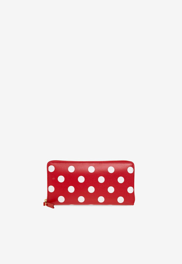 Comme Des Garçons Polka Dot Zip-Around Leather Wallet SA0110PD 0-RED