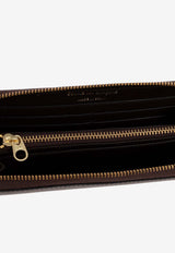 Comme Des Garçons Logo Zip-Around Wallet in Leather SA0111 0-BROWN