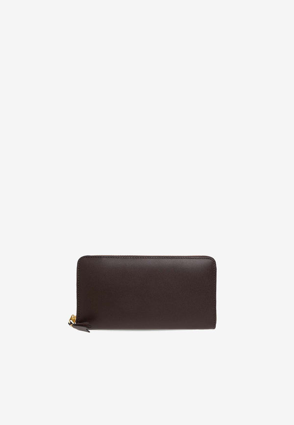 Comme Des Garçons Logo Zip-Around Wallet in Leather SA0111 0-BROWN