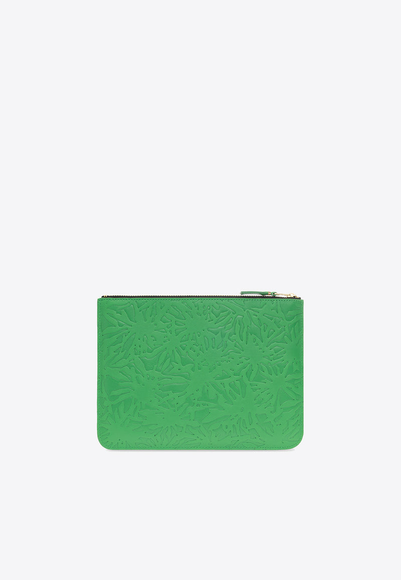 Comme Des Garçons Forest-Embossed Pouch in Leather SA5100EF 0-GREEN