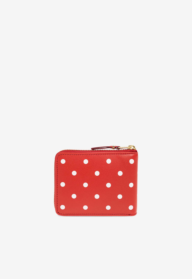 Comme Des Garçons Polka Dot Zip-Around Leather Wallet Red SA7100PD 0-RED
