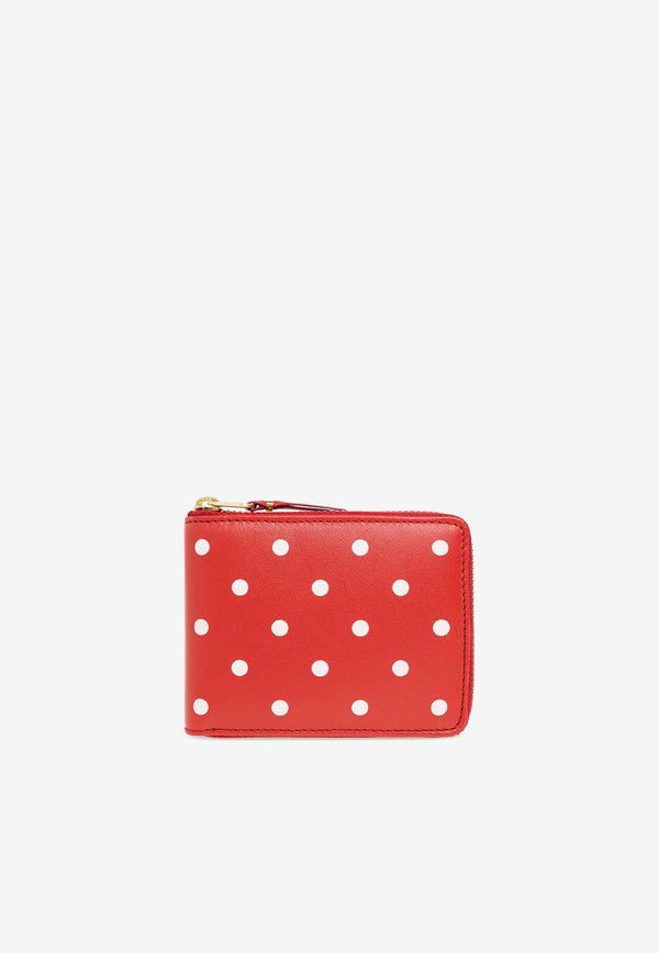 Comme Des Garçons Polka Dot Zip-Around Leather Wallet Red SA7100PD 0-RED