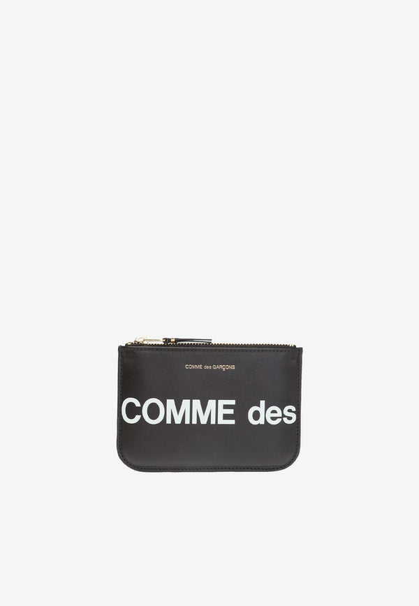 Comme Des Garçons Logo Print Leather Zip Wallet Black SA8100HL 0-BLACK