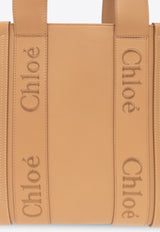 Chloé Medium Woody Calf Leather Tote Bag Beige CHC22WS383 I60-26X