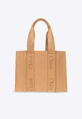 Chloé Medium Woody Calf Leather Tote Bag Beige CHC22WS383 I60-26X