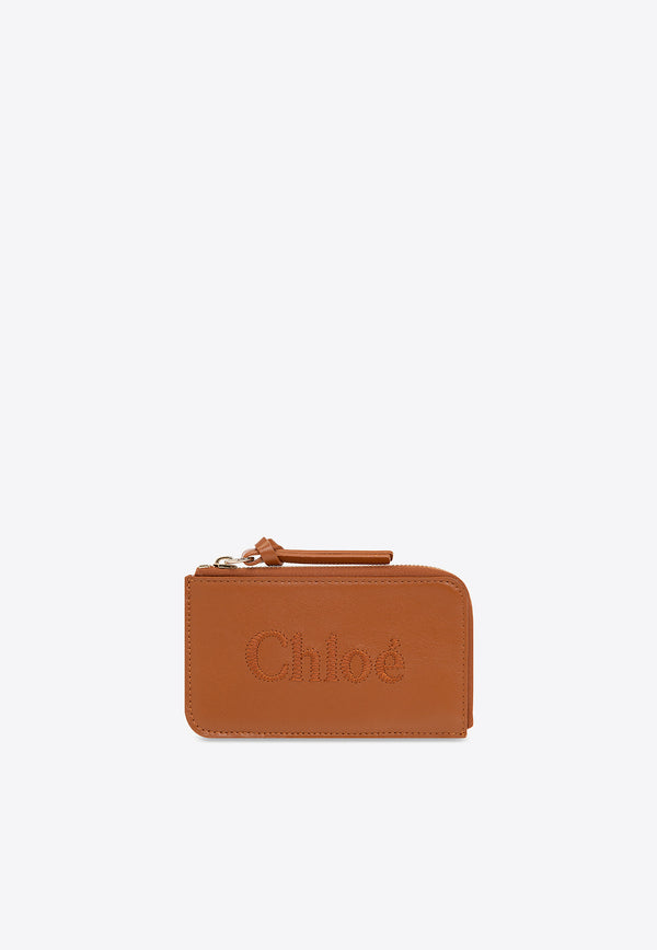 Chloé Small Sense Calf Leather Zip Wallet Brown CHC23SP866 I10-247