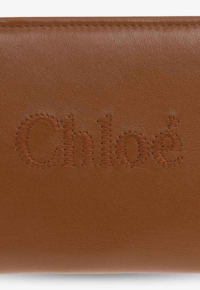 Chloé Sense Compact Leather Wallet Brown CHC23SP867 I10-247