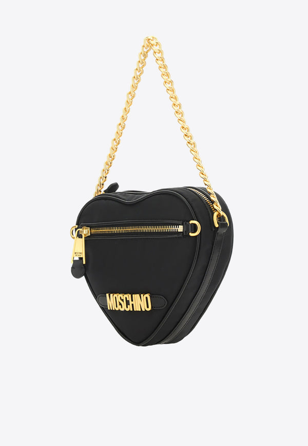 Moschino Logo Lettering Heart-Shaped Shoulder Bag Black 7432_8202_B1555