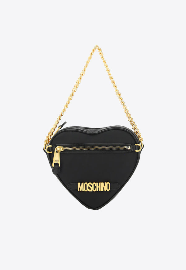 Moschino Logo Lettering Heart-Shaped Shoulder Bag Black 7432_8202_B1555