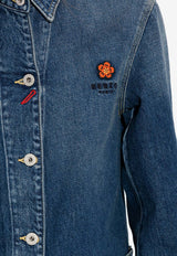 Kenzo Boke Flower Crest Denim Jacket FD52DV232 6B2-DD