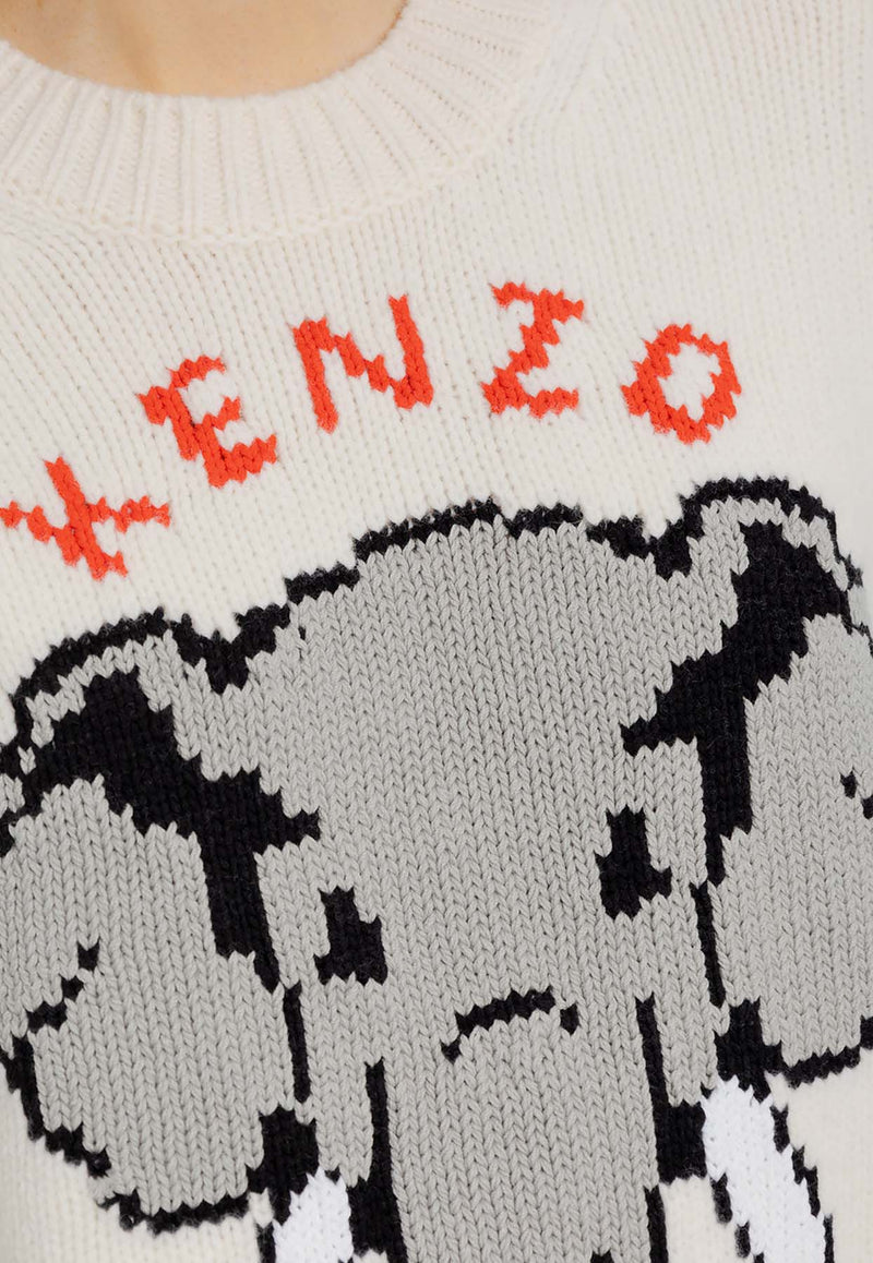 Kenzo Elephant Intarsia Wool Sweater FD52PU365 3BA-02