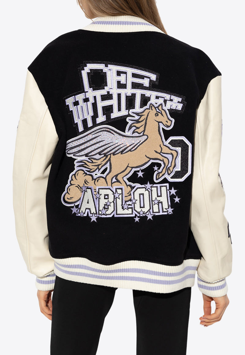 Off-White Varsity Bomber Jacket with Patches Black OWEH020S23 FAB001-1036