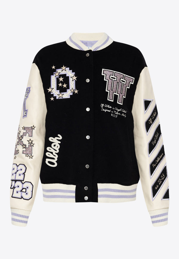 Off-White Varsity Bomber Jacket with Patches Black OWEH020S23 FAB001-1036