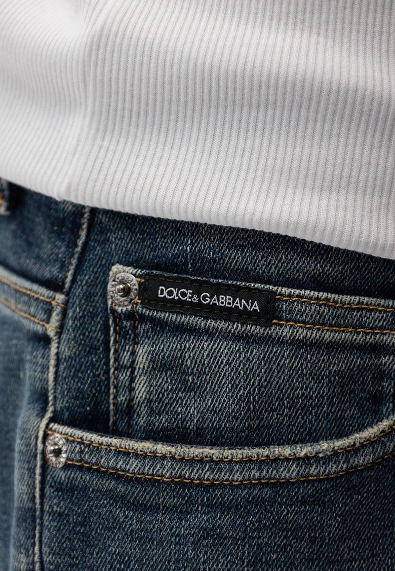Dolce & Gabbana Logo Plate Denim Bermuda Shorts Denim GWNXAD G8GW9-S9001